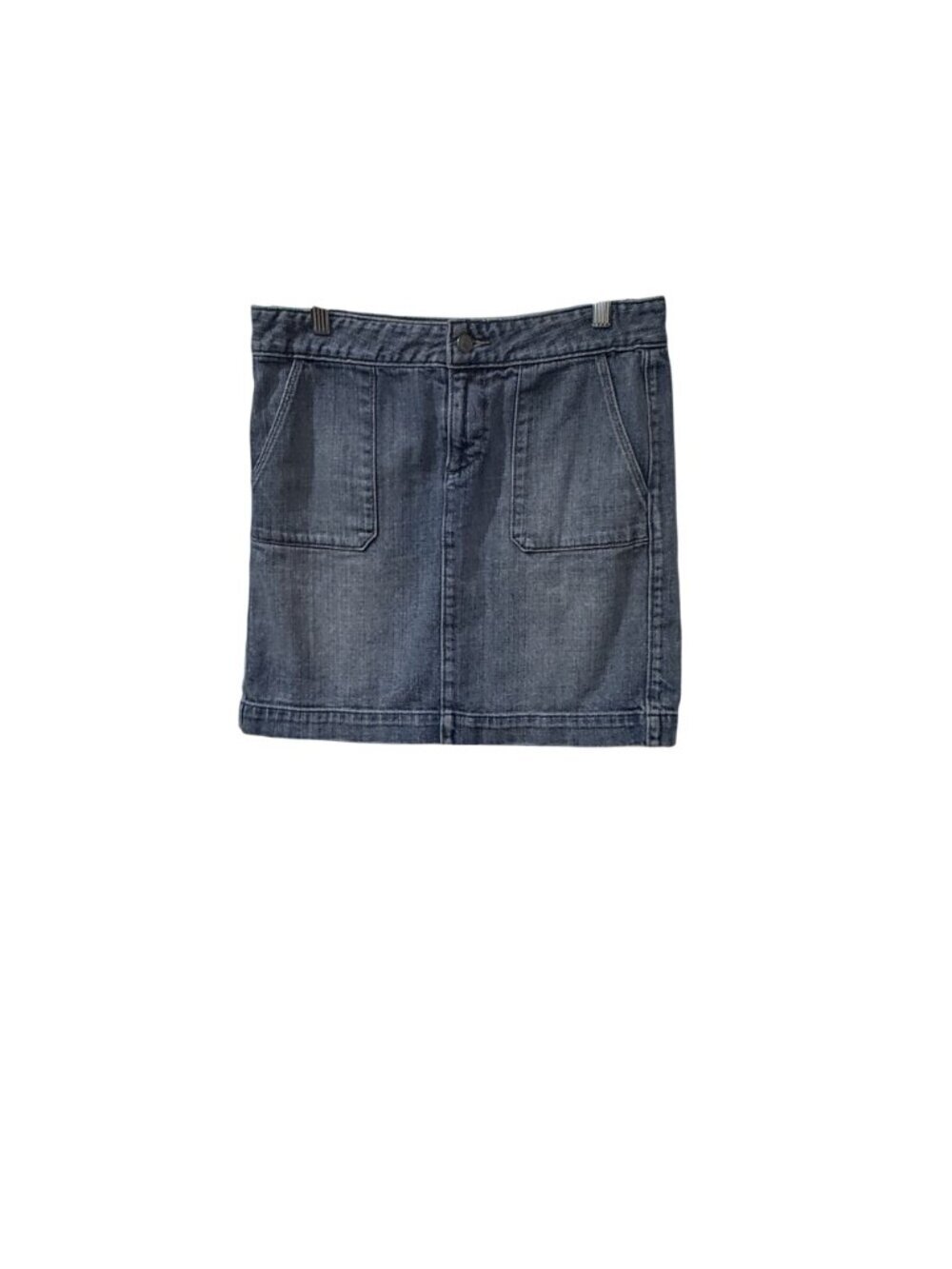 Ann Taylor Loft Womens Blue Denim Mini Skirt W/ Front & Back Pockets Size 6